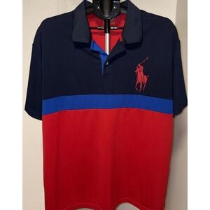 Polo Ralph Lauren  Shirt Red Blue White Big Pony Colorblock Size XX Large